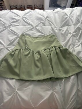 Princess Polly Sage Green Mini Flared Skirt